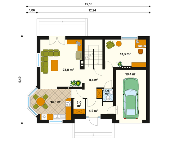 Projekt domu Fraszka - rzut parteru