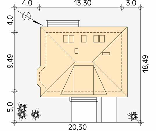 Projekt domu Fraszka - usytuowanie na działce