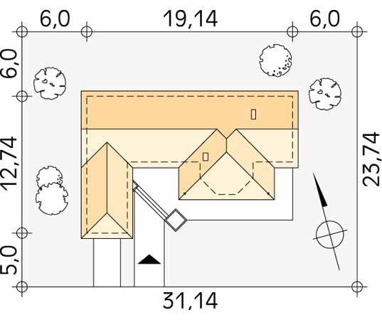 Projekt domu Fraza dr-S - usytuowanie na działce