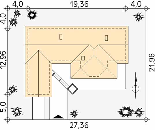 Projekt domu Fraza silka - usytuowanie na działce