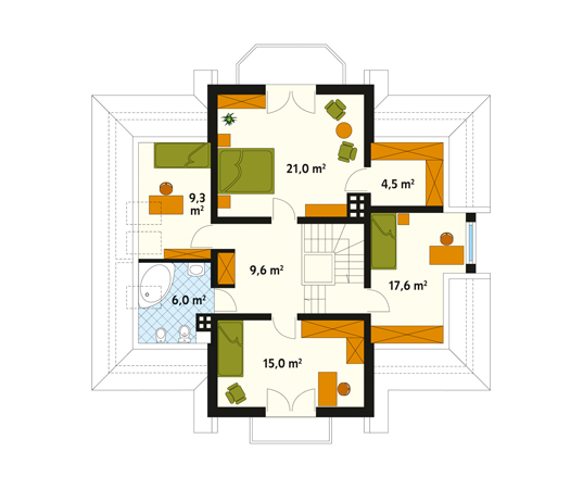 Projekt domu Gama - rzut poddasza
