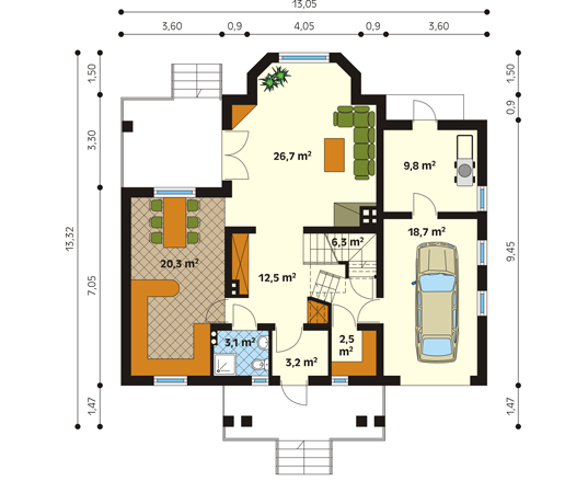 Projekt domu Gama 2 - rzut parteru