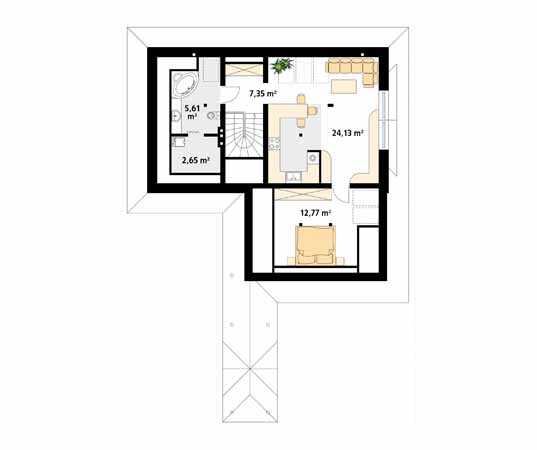 Projekt garażu Garaż G14 - rzut poddasza