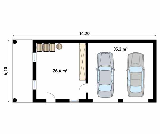 Projekt garażu Garaż G15 - rzut parteru