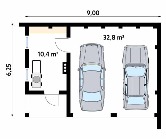 Projekt garażu Garaż G4 - rzut parteru