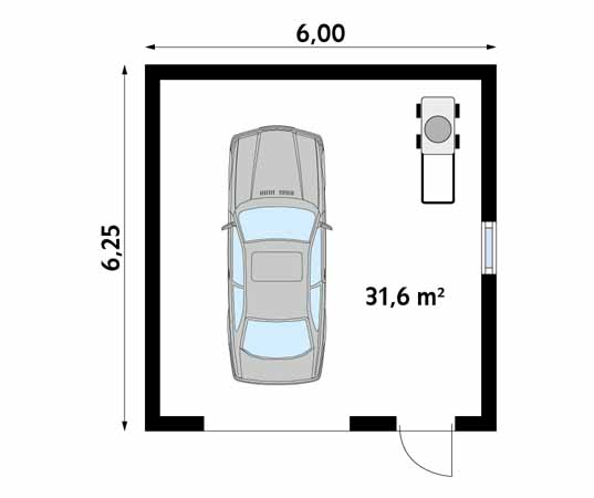Projekt garażu Garaż G7 - rzut parteru