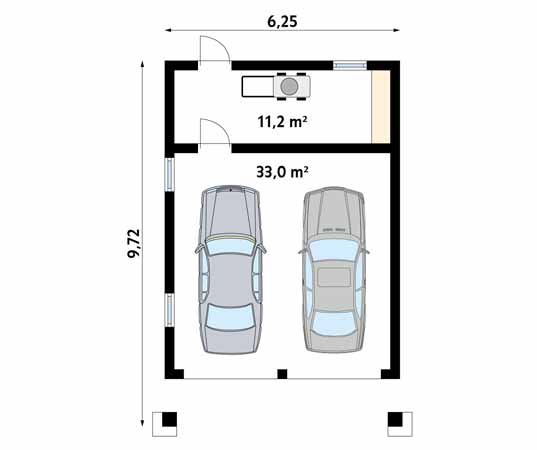 Projekt garażu Garaż G8 - rzut parteru