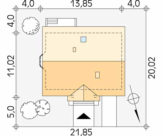 Projekt domu Goździk - usytuowanie na działce