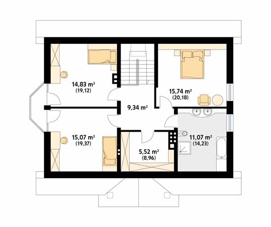Projekt domu Goździk 2 - rzut poddasza
