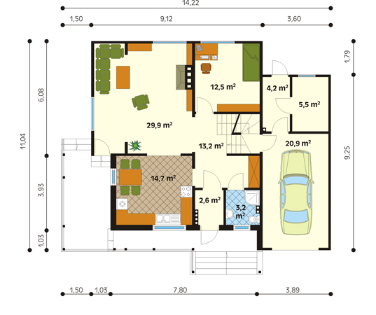 Projekt domu Grab dr-C - rzut parteru