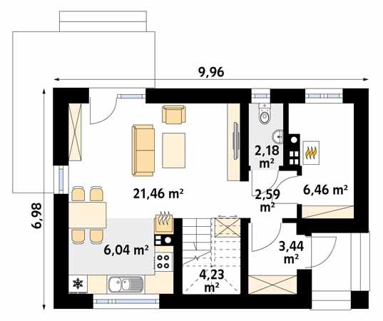 Projekt domu Groszek 2 - rzut parteru