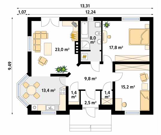 Projekt domu Grot - rzut parteru