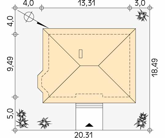Projekt domu Grot - usytuowanie na działce