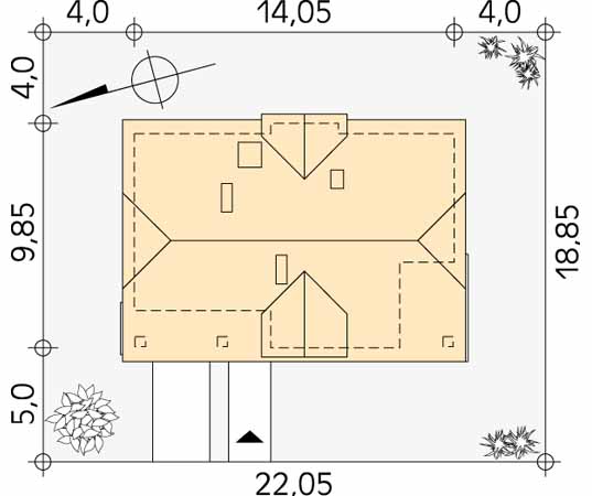 Projekt domu Grusza - usytuowanie na działce