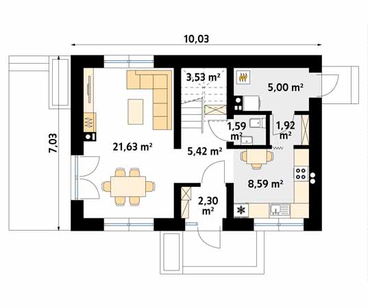 Projekt domu Gucio - rzut parteru