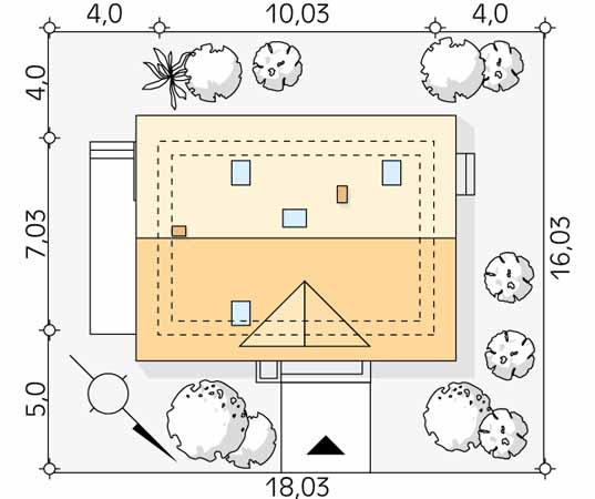Projekt domu Gucio - usytuowanie na działce