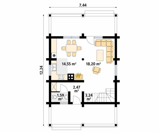 Projekt domu Gwarek bal - rzut parteru