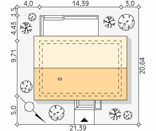 Projekt domu Gwiazdka 3 - usytuowanie na działce