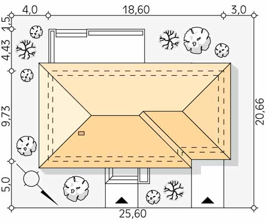 Projekt domu Gwiazdka 4 - usytuowanie na działce