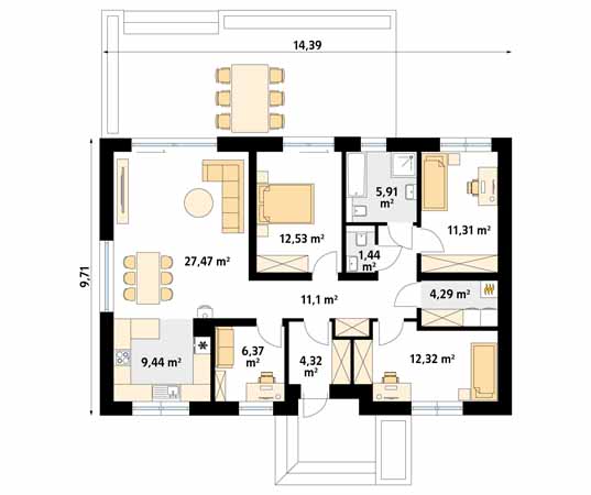 Projekt domu Gwiazdka 5 - rzut parteru