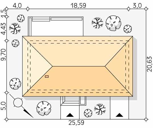 Projekt domu Gwiazdka 6 - usytuowanie na działce
