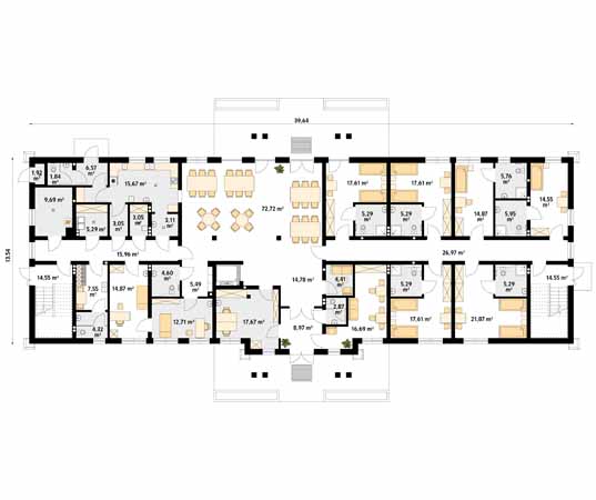 Projekt pensjonatu Horyzont - rzut parteru