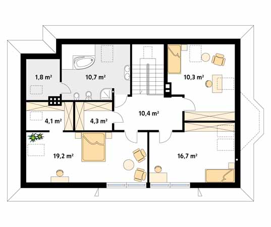 Projekt domu Huragan 2 - rzut poddasza