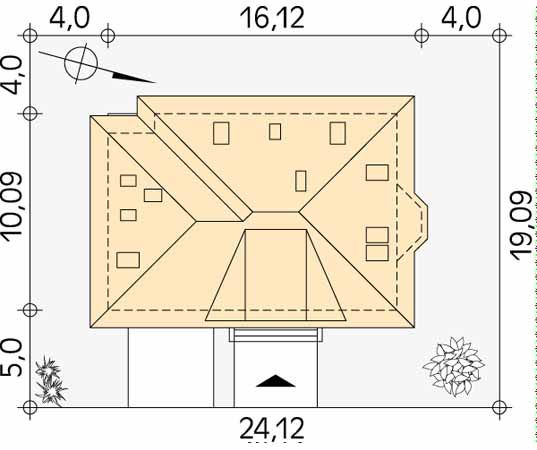 Projekt domu Huragan 2 - usytuowanie na działce