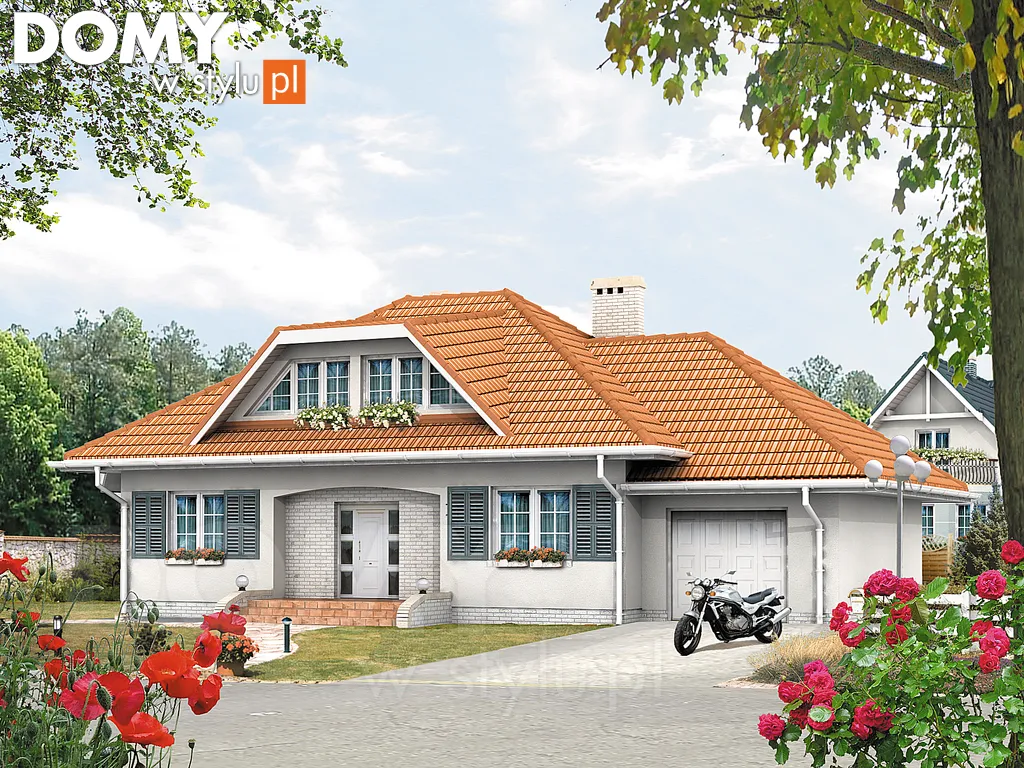 Projekt domu z poddaszem Huragan 3 - wizualizacja frontowa