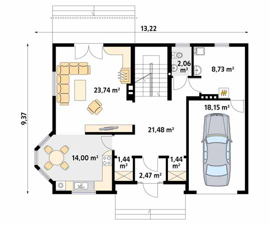 Projekt domu Huragan dr-S - rzut parteru