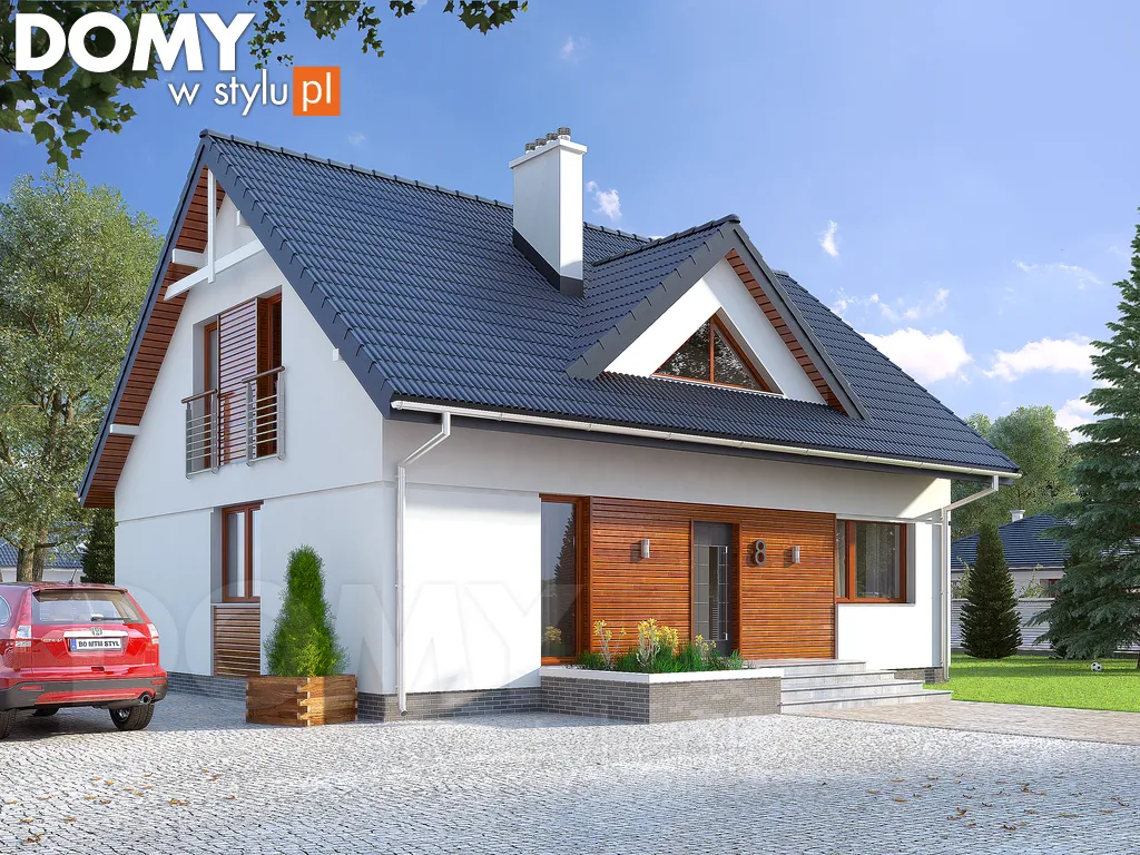 Nowoczesny projekt domu z poddaszem Ibis - wizualizacja frontowa