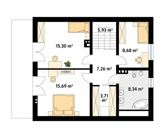 Projekt domu Indygo 2 - rzut poddasza