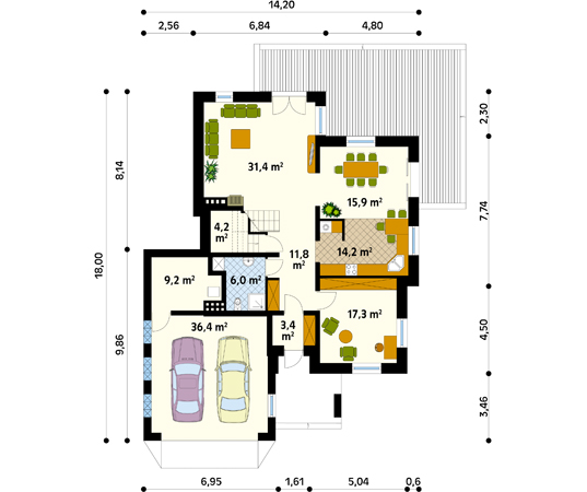 Projekt domu Izyda - rzut parteru