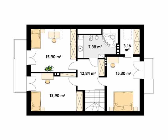 Projekt domu Jabłoń - rzut poddasza