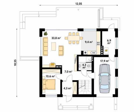 Projekt domu Jabłoń 2 - rzut parteru