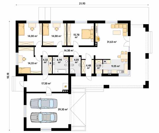 Projekt domu Jadeit - rzut parteru