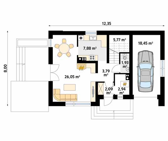 Projekt domu Jagoda 2 - rzut parteru