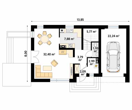 Projekt domu Jagoda 4 - rzut parteru