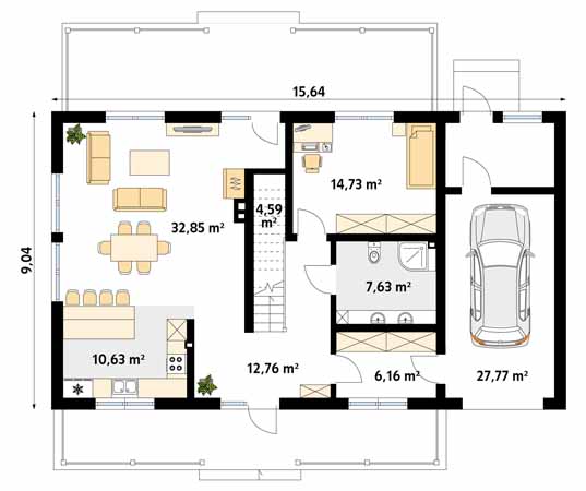 Projekt domu Jagodowy 2 dr-T - rzut parteru