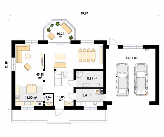 Projekt domu Jagodowy 3 - rzut parteru