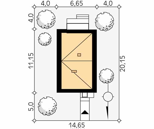 Projekt domu Jarzębina W - usytuowanie na działce