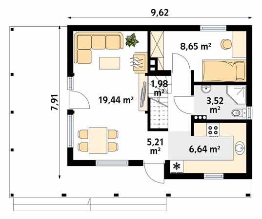 Projekt domu Jaśmin dr-S - rzut parteru