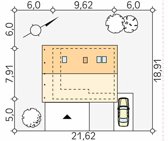 Projekt domu Jaśmin dr-S - usytuowanie na działce