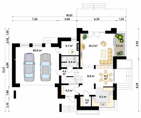 Projekt domu Jaspis 2 - rzut parteru