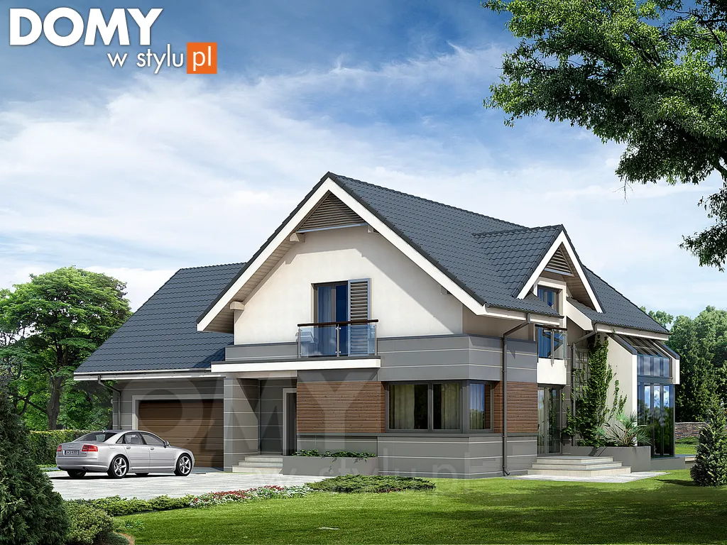 Nowoczesny projekt domu z poddaszem Jaspis 3 - wizualizacja frontowa