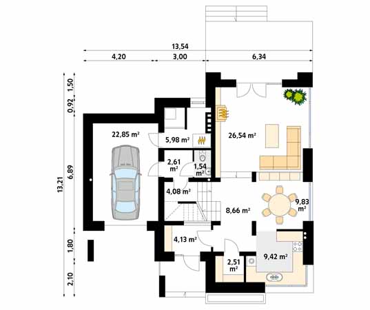 Projekt domu Jaspis 4 - rzut parteru