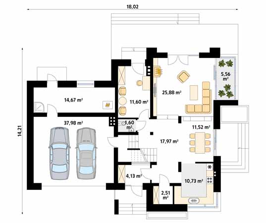 Projekt domu Jaspis 6 - rzut parteru
