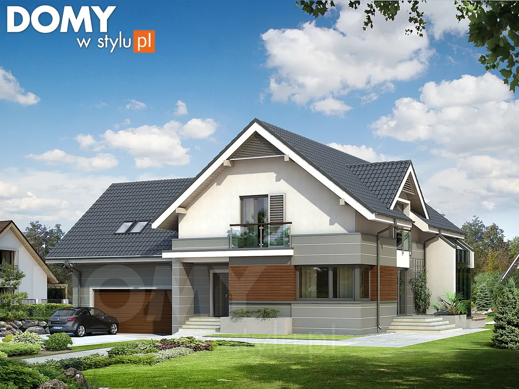 Nowoczesny projekt domu z poddaszem Jaspis 6 - wizualizacja frontowa