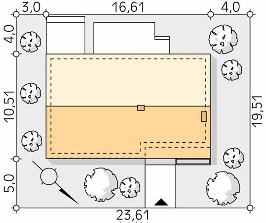 Projekt domu Jemioła 7 - usytuowanie na działce