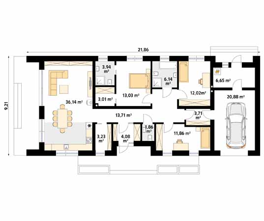 Projekt domu Jemioła 9 - rzut parteru